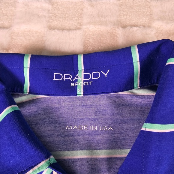 Draddy Sport Other - Draddy Sport Mens XL Polo Shirt Striped Blue‎ Golf USA Made Acorn Logo